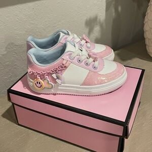 Cynthia Rowley Pink and White Charm Kids Sneakers